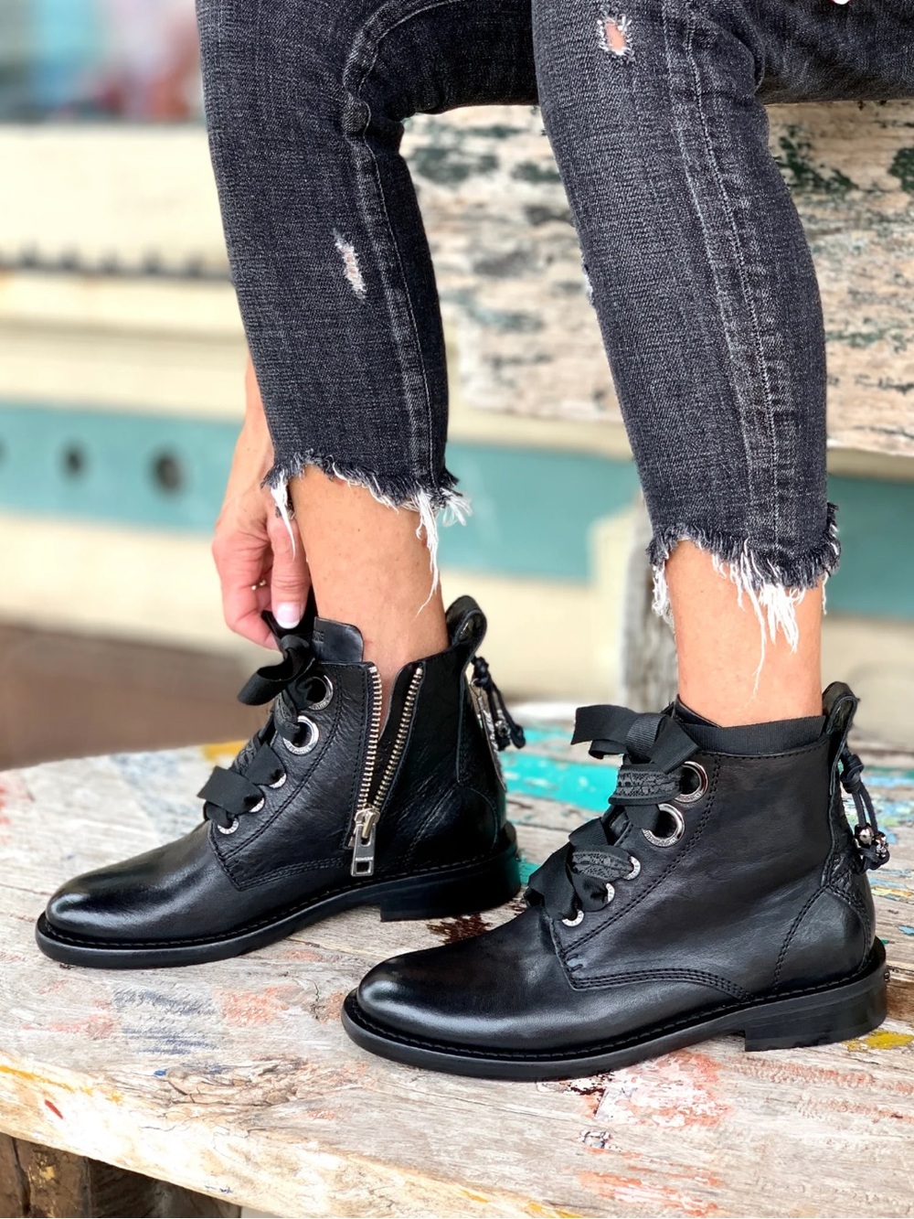 🌸ZADIG & VOLTAIRE🌸 Laureen Roma Boots In Black Leather Size: 36